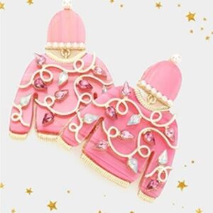 UGLY SWEATER Pink Sweater Earrings NWT
